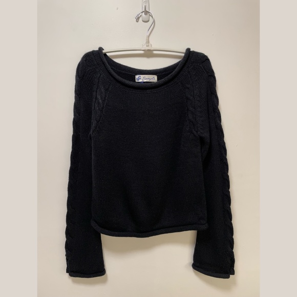 Split Sleeve Cable Sweater – Black Size M - Picture 2 of 8